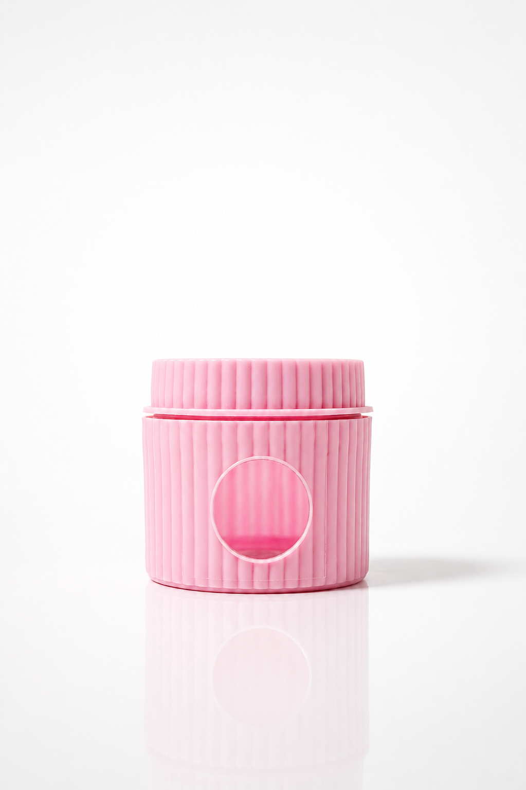 Pink Ribbed Ceramic-Look Candle Jar with Lid